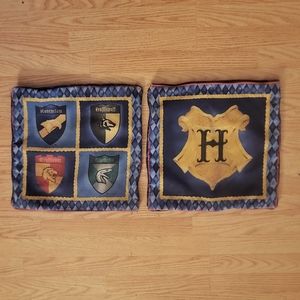 Vintage Handmade Harry Potter Hogwarts Houses Pillows - Some Wear - Set of 2